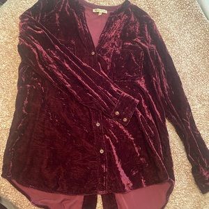 Velvet Burgundy Button Down